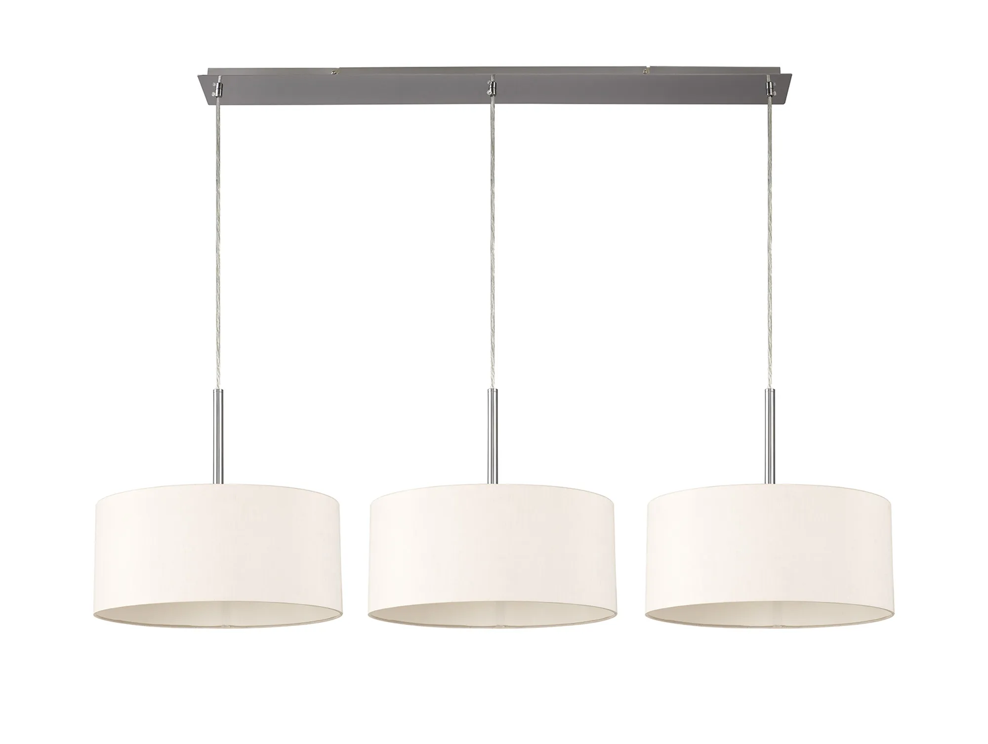 Baymont 40cm Shade 3 Light Pendant Satin Nickel, Nude Beige/Moonlight DK0594  Deco Baymont SN NU